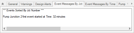 The Event Messages By Jct tab of the Output window.